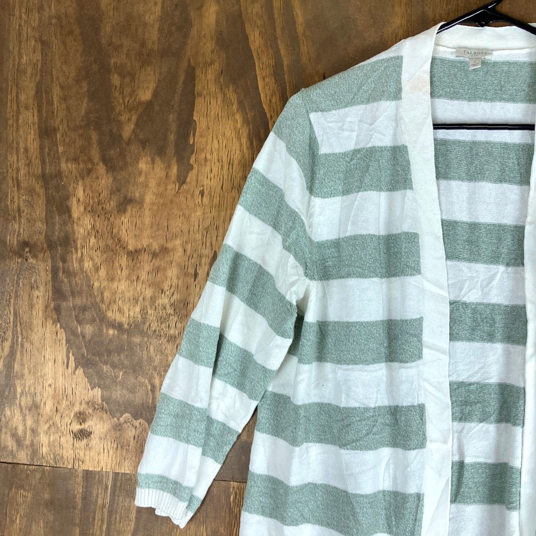 Talbots Talbots Womens Cardigan White Green Striped Open Front 3/4 Sleeve Small Sweater Shirt Bodywarm? Size S / US 4 / IT 40 - 4 Thumbnail