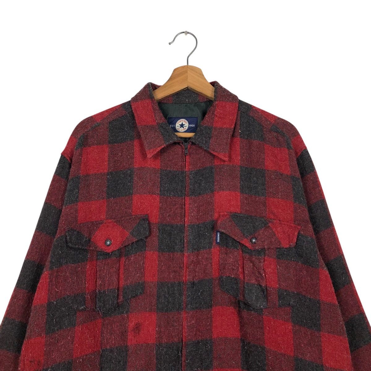 Japanese Brand 📌Vintage Wool Zipper Jacket Tartan Design Converse All Star Size US M / EU 48-50 / 2 - 4 Thumbnail
