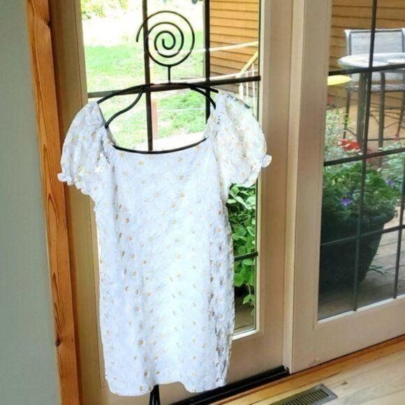 Designer &Merci Sz. M Embroidered White Daisies Lace Lined Baby Doll Size M / US 6-8 / IT 42-44 - 1 Thumbnail