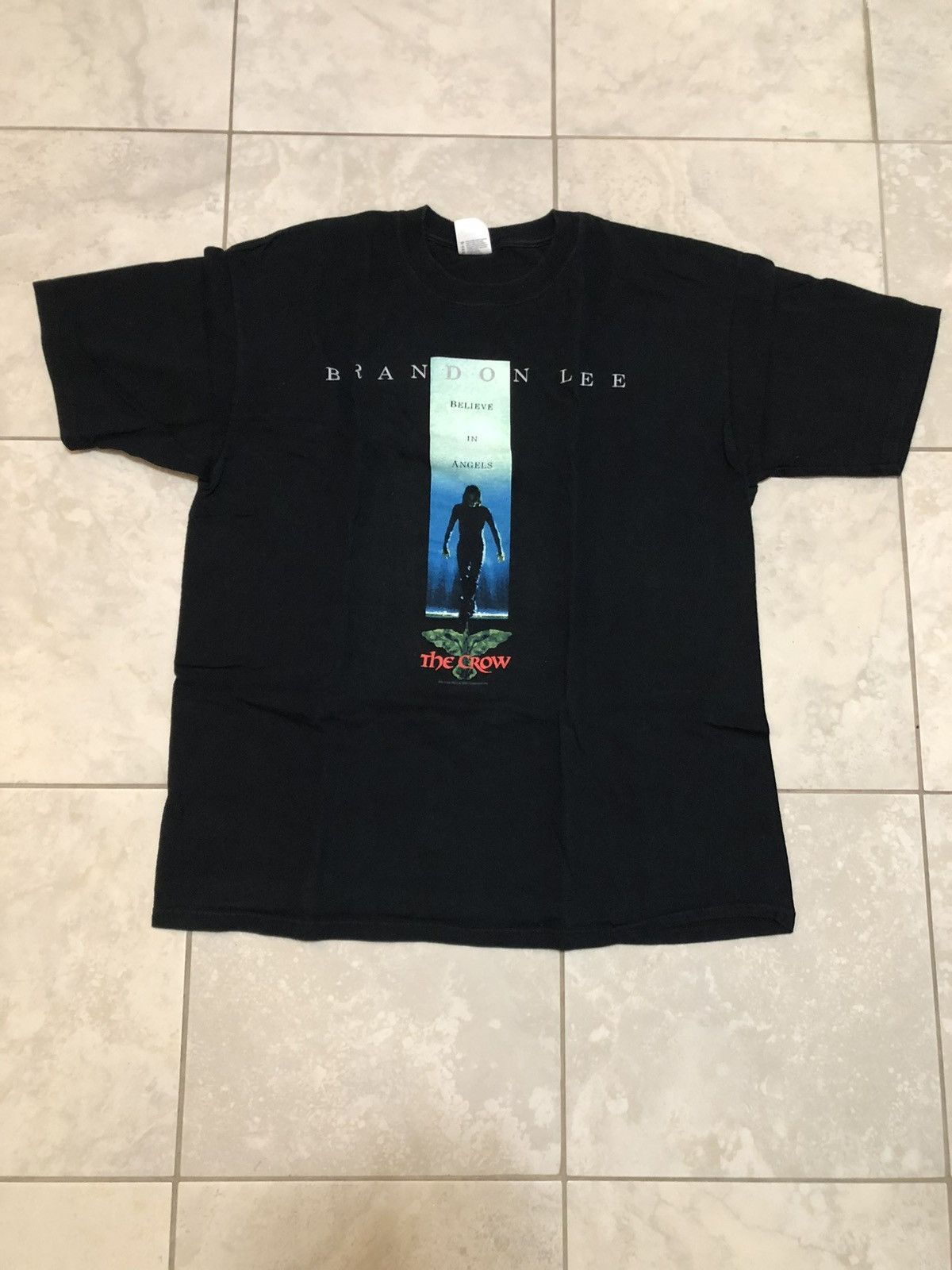 image of Archival Clothing x Movie Vintage The Crow Believe Angels Brandon Lee Movie Tee in Black (Size XL)