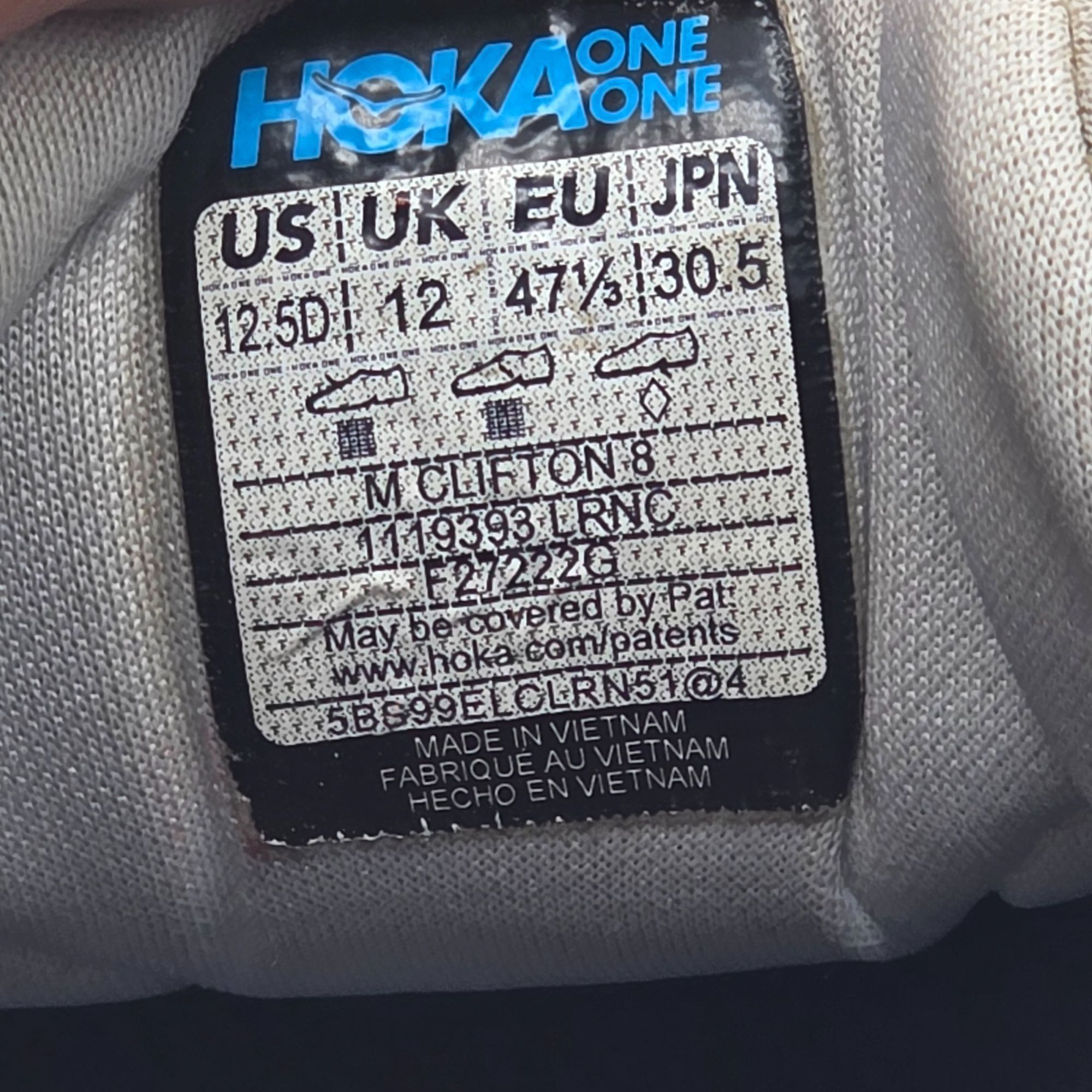 Hoka Hoka One One Clifton 8 Mens Size 12.5 White Athletic Shoes R Size US 12.5 / EU 45-46 - 7 Thumbnail