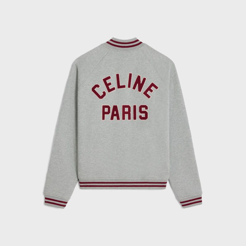 Celine o1mle0426 Teddy Collegiate Jacket in Gray Size US XL / EU 56 / 4 - 2 Thumbnail