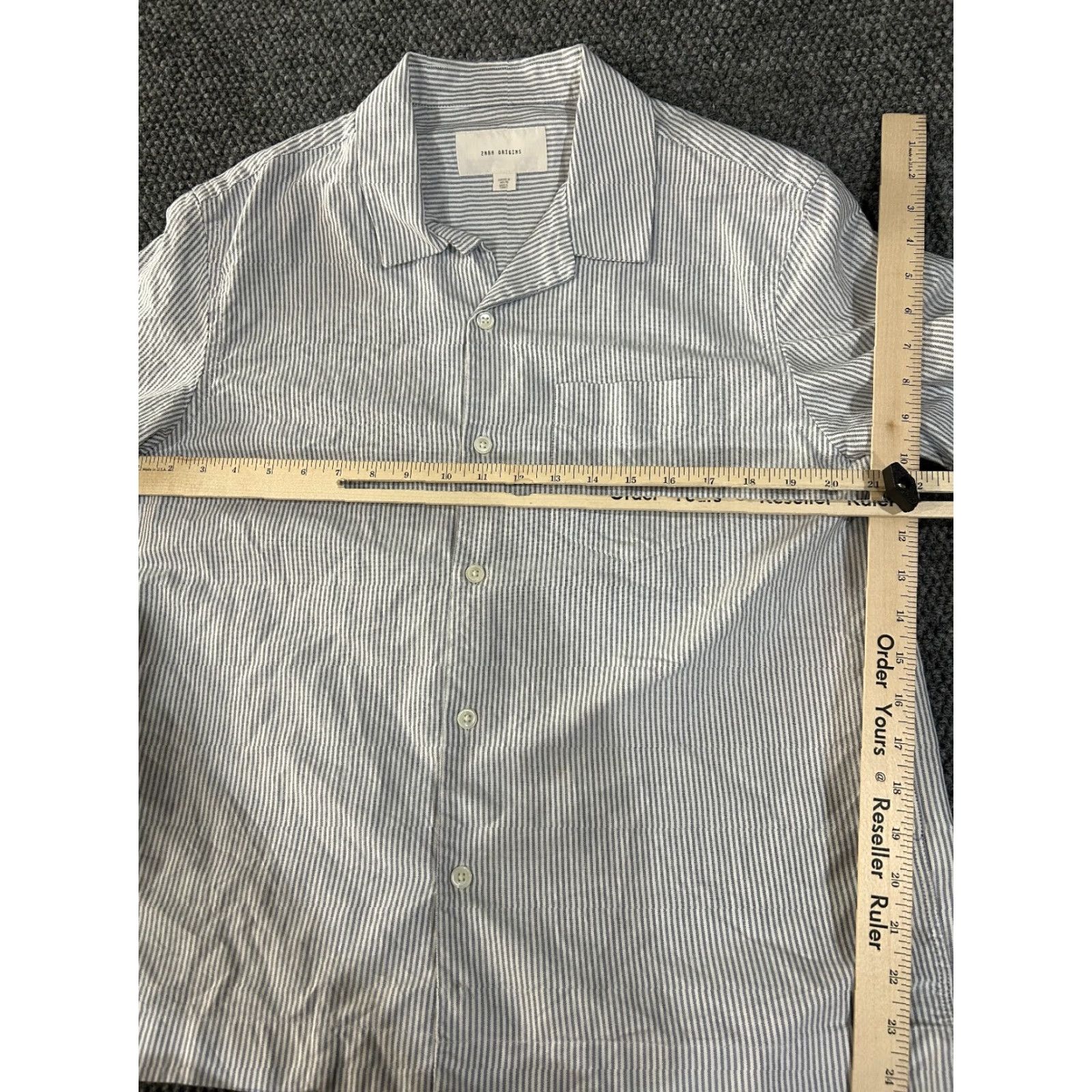 Zara Shirt Mens M Blue White Striped Button Front Casual