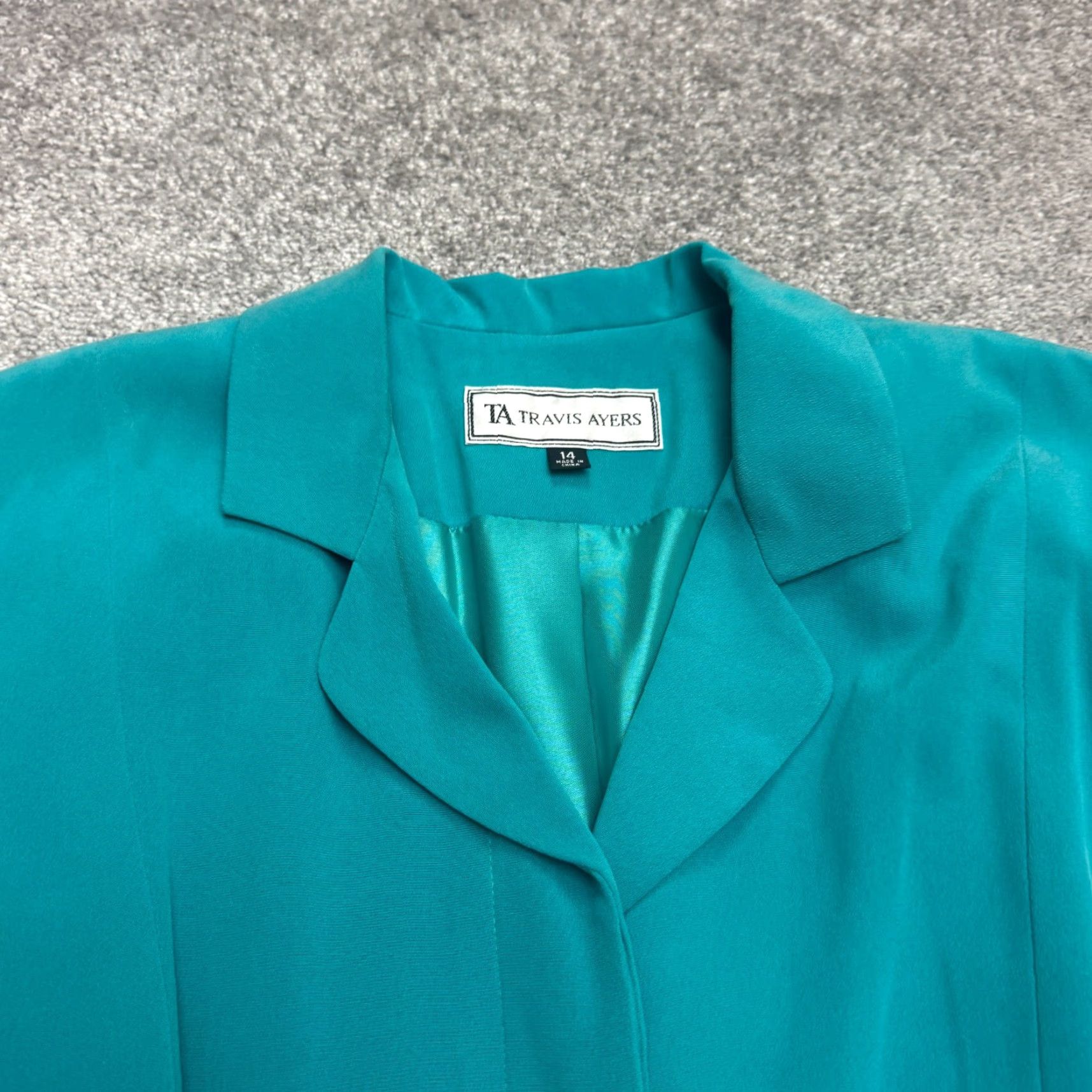 Vintage VINTAGE Travis Ayers 2-Piece Suit Set Jacket & Pencil Skirt Teal 14 Women’s 90s Classic Size 36" / US 14 / IT 50 - 6 Thumbnail