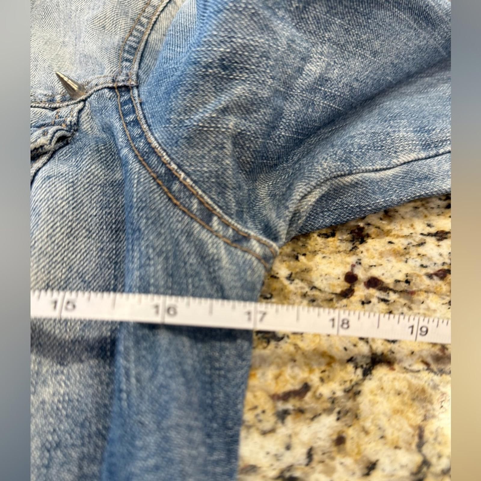 Other life in progress metal spiked grungy denim jeans jacket SZ M Size M / US 6-8 / IT 42-44 - 10 Thumbnail