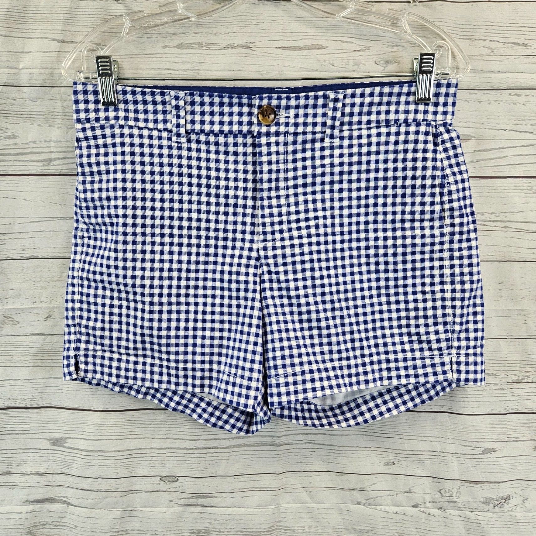 Old Navy Old Navy Womens Everyday Short Sz 4 Blue White Gingham Mid Rise Cotton Size 27" / US 4 / IT 40 - 2 Thumbnail