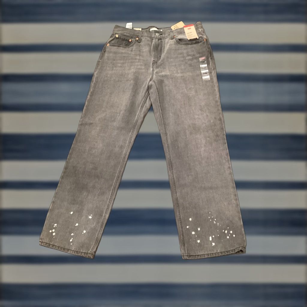 Levi's Levi's Jeans 32 Gray/Black Splatter Straight Leg 100% Cotton Denim Womens Regular Inseam 29" Size US 32 / EU 48 - 1 Thumbnail