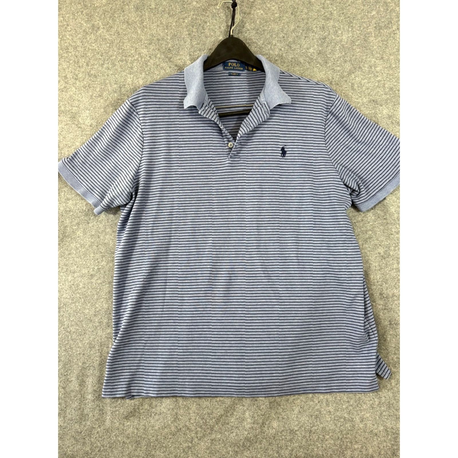 Polo Ralph Lauren VINTAGE Polo Ralph Lauren Polo Shirt Mens XL Blue Striped Classic Fit Sports Performance Short Sleeve Logo Size US XL / EU 56 / 4 - 3 Thumbnail