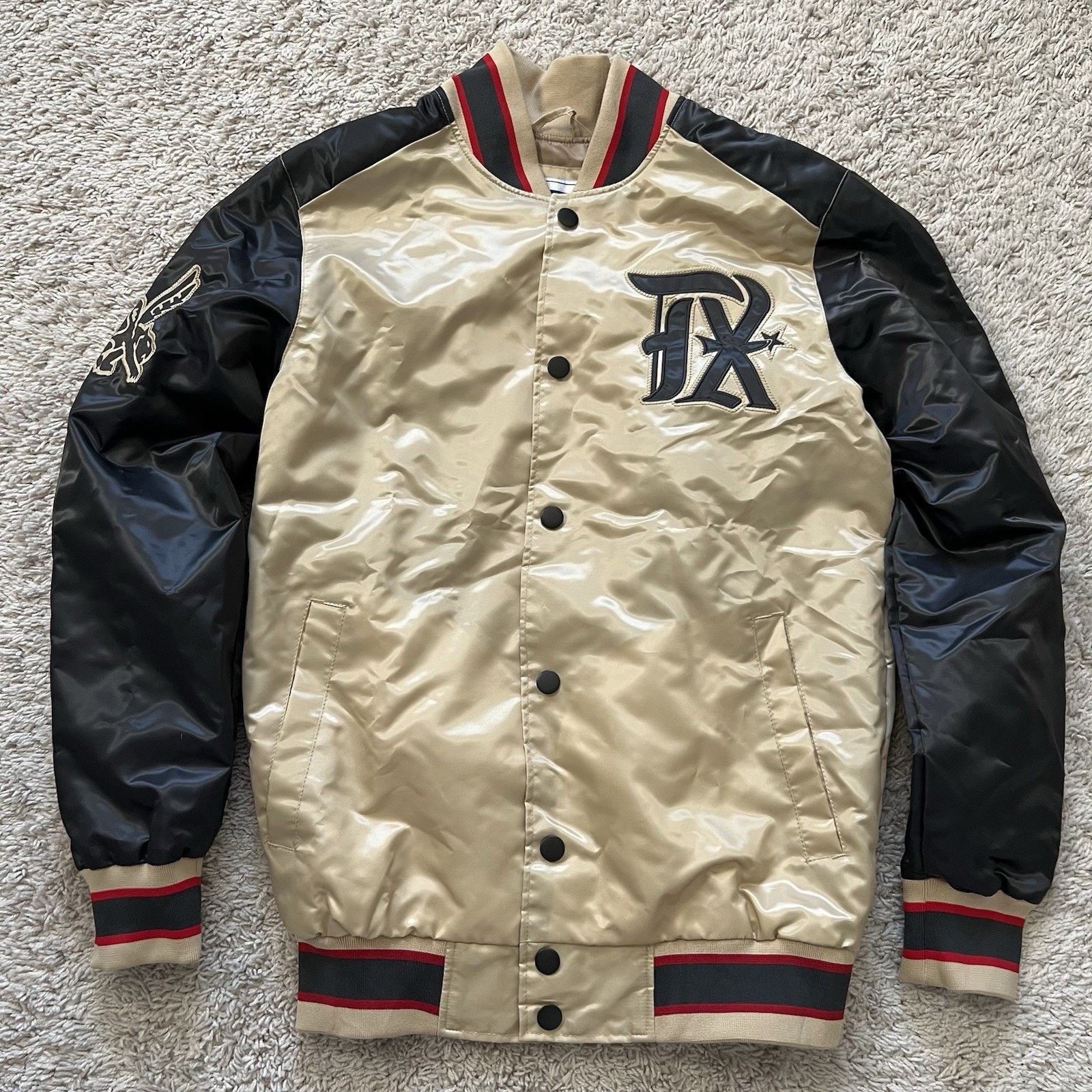 Starter Texas Rangers Black Label Jacket Quilt Lined Snap
