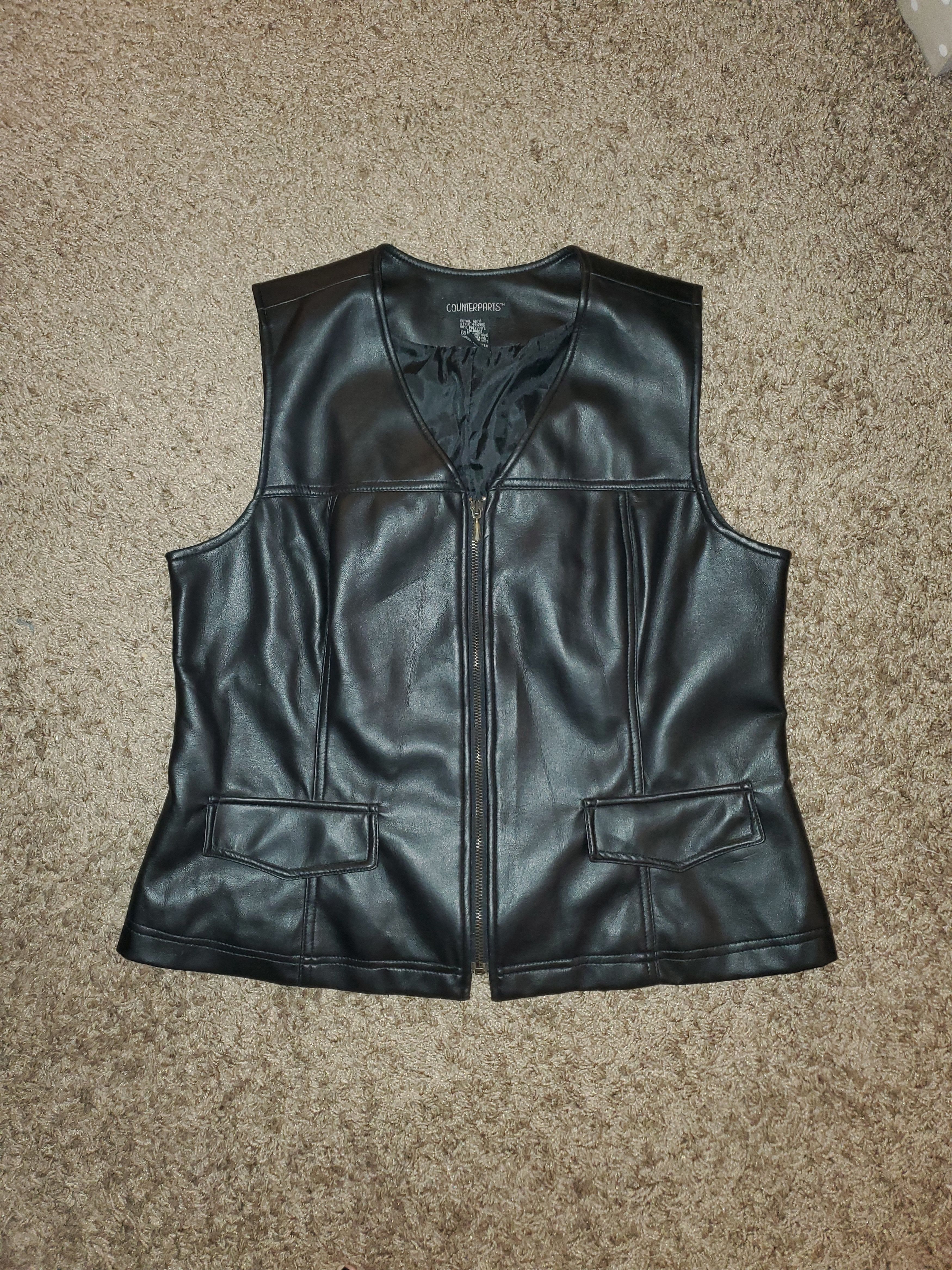 Other Women's black faux leather zip-up vest (size 14) Size L / US 10 / IT 46 - 2 Thumbnail