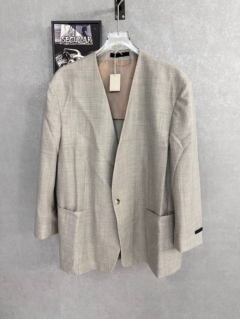 Fear of God Fear Of God Grey collarless wool blazer jacket 2503-Nextarr Size US M / EU 48-50 / 2 - 1 Thumbnail