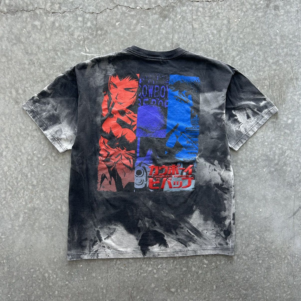 Image of Crazy Vintage 90's Cowboy Bepop Anime Faded Graphic Shirt Odm in Faded Black, Men's (Size XL)