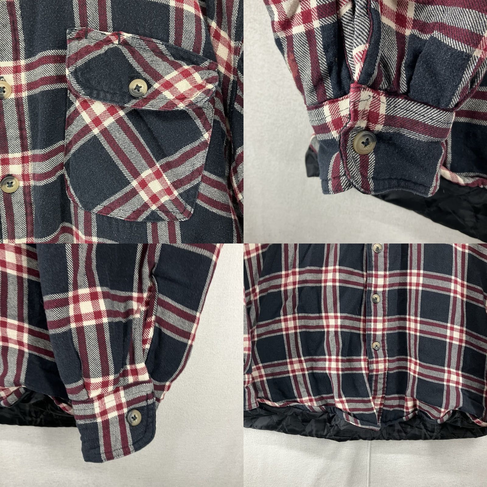 Wrangler VINTAGE Wrangler Mens Shacket Plaid Flannel Quilt Lined Shirt Jacket 90s Grunge Large Side Pocket Black Cotton Button-Up Outdoors Mens Regular L Size US L / EU 52-54 / 3 - 8 Thumbnail