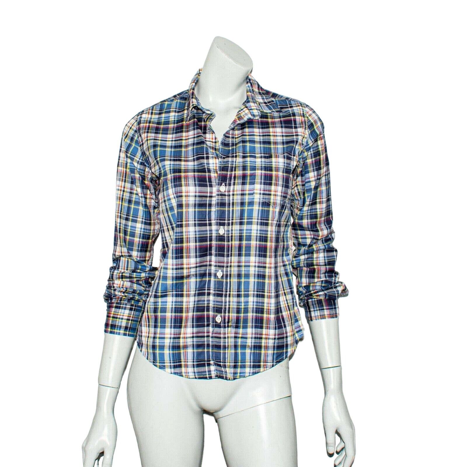 Frank & Eileen Frank & Eileen Women's Button up BARRY Shirt Blue Madras Size XS / US 0-2 / IT 36-38 - 3 Thumbnail