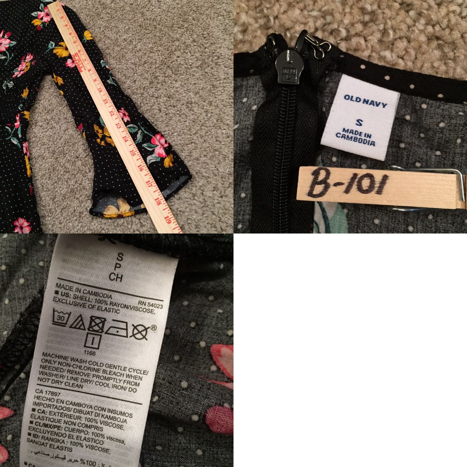 Old Navy Old Navy Dress Small Black Floral Long Sleeve Knee Length Round Neck Size S / US 4 / IT 40 - 8 Thumbnail