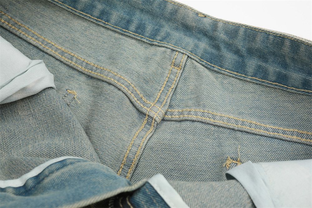 Vintage Men's retro distressed raw edge straight punk washed jeans Size US 32 / EU 48 - 4 Thumbnail