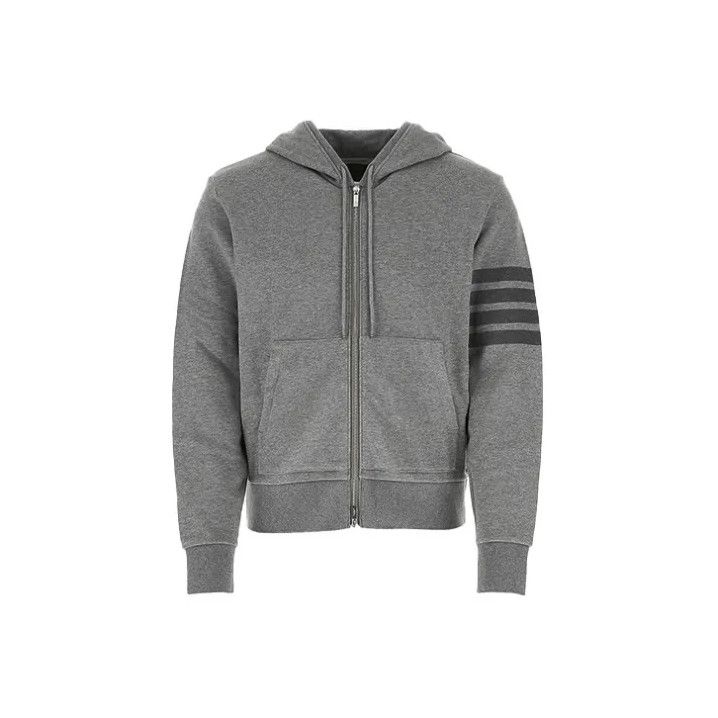 Thom Browne Thom Browne Classic Grey Hooded Zip Sweatshirt Size US M / EU 48-50 / 2 - 1 Thumbnail