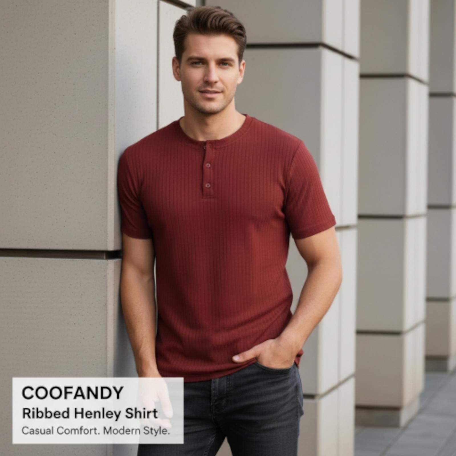 Other COOFANDY Ribbed Henley Shirt for Men Size US M / EU 48-50 / 2 - 1 Thumbnail