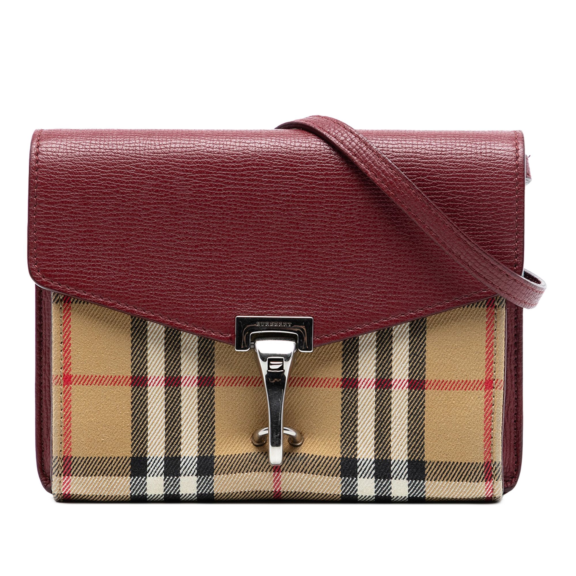 Burberry Burberry Small Leather and House Check Canvas Derby Macken Crossbody Size ONE SIZE - 1 Thumbnail