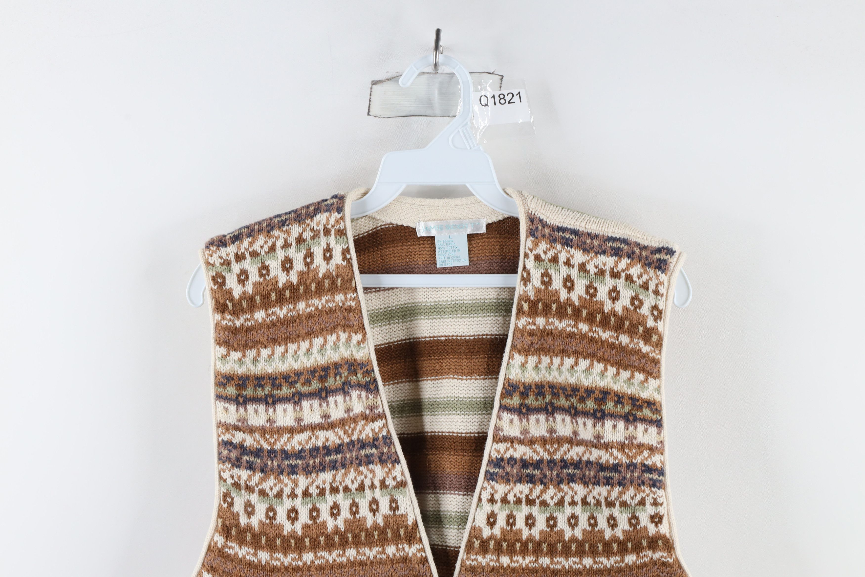Vintage Vintage 90s Streetwear Fair Isle Knit Cardigan Sweater Vest Size L / US 10 / IT 46 - 2 Thumbnail