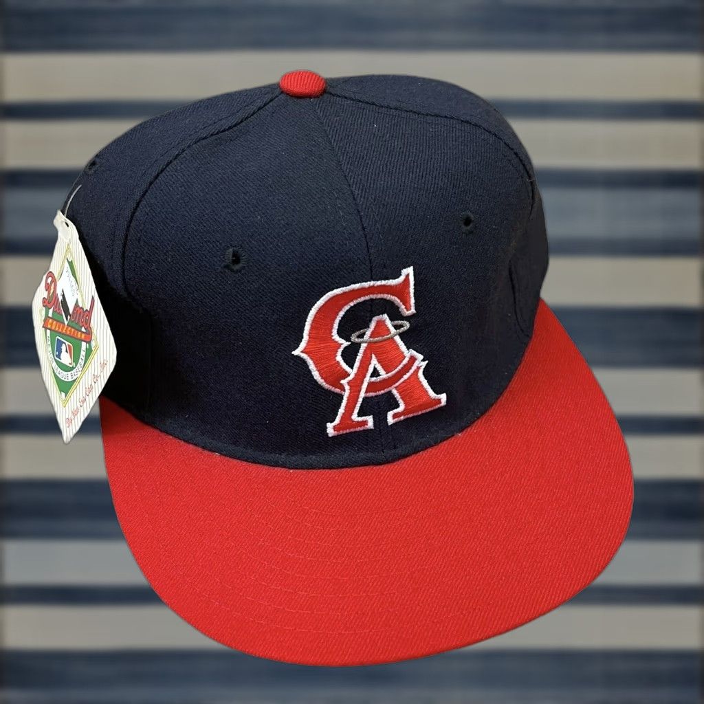 VINTAGE New Era California Angels Fitted Hat 6 3/4 Blue MLB NWTs 1990s Unisex Adults