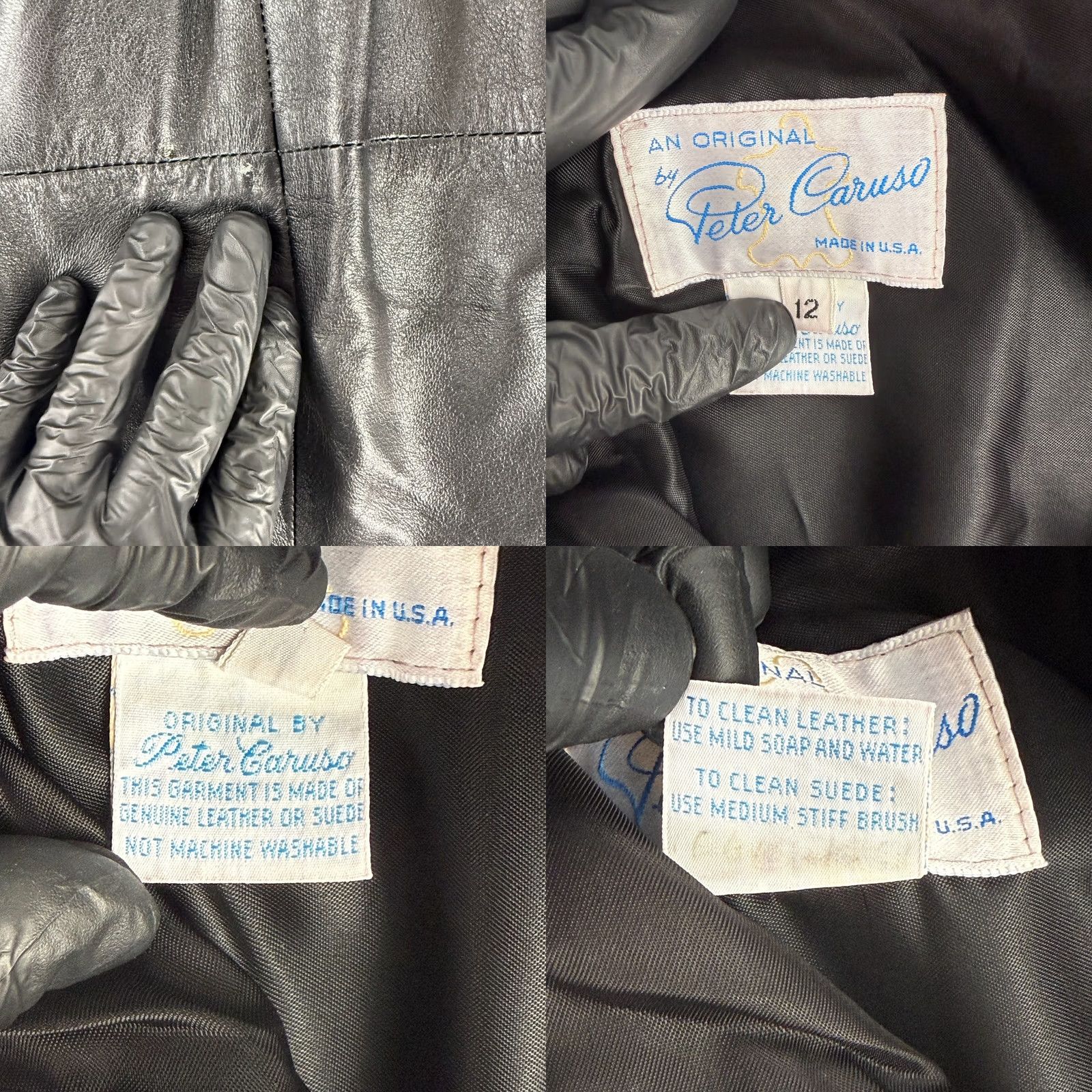 Caruso VINTAGE Peter Caruso A-Line Skirt Womens Size 12 Black Leather Suede Zip Up Size 34" / US 12 / IT 48 - 9 Thumbnail