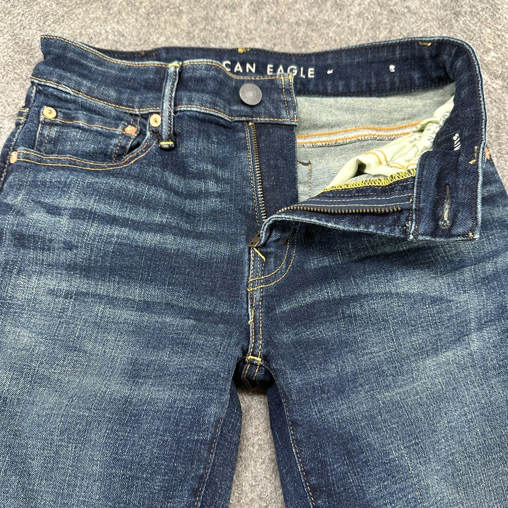 American Eagle Outfitters American Eagle Jeans Men 28x32 Blue Slim Fit Straight Leg Dark Wash Airflex Plus Size US 28 / EU 44 - 2 Thumbnail