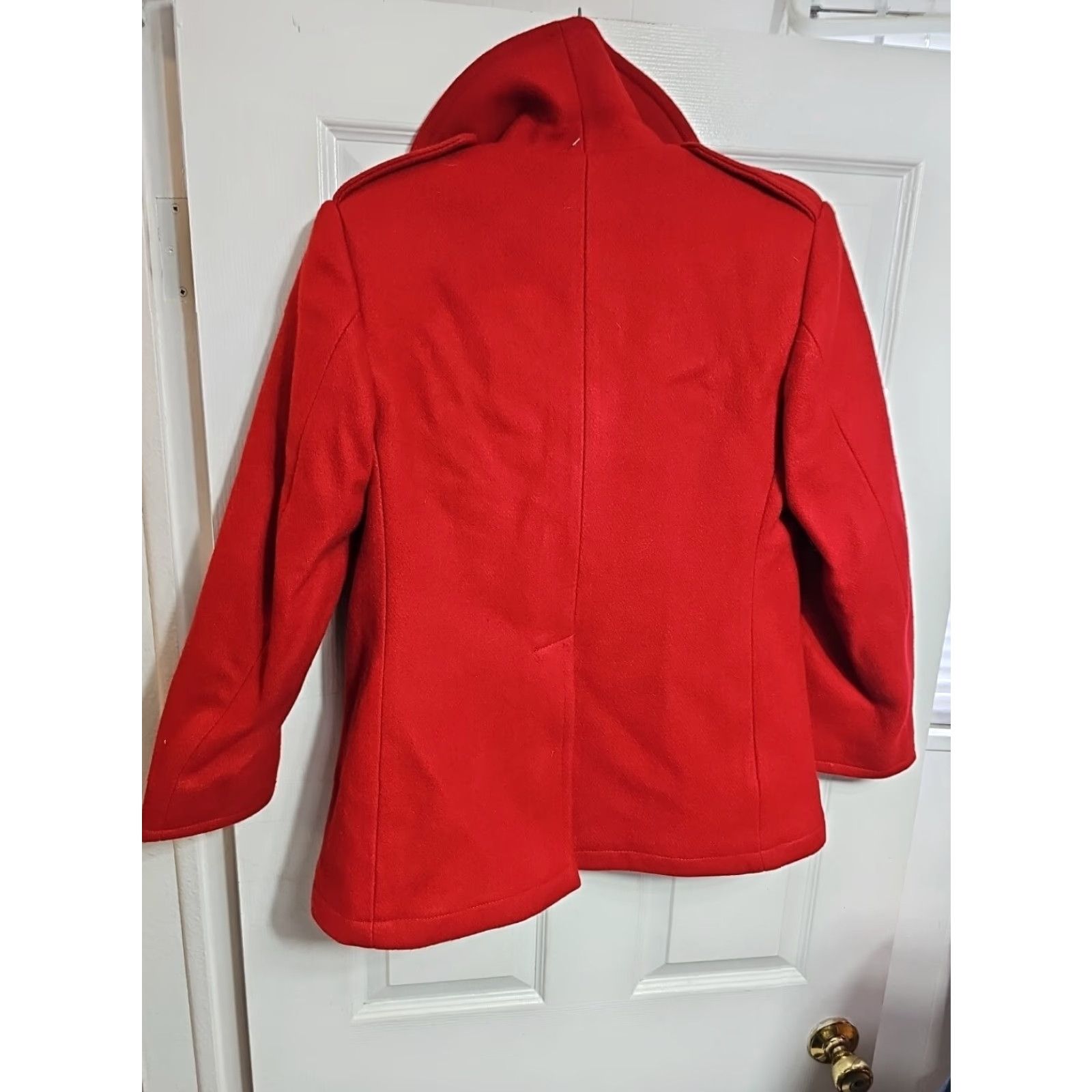 Doublet VINTAGE Sterlingwear Pea Coat Women Red Wool Double Breasted Size 8s Womens Coat Size M / US 6-8 / IT 42-44 - 6 Thumbnail