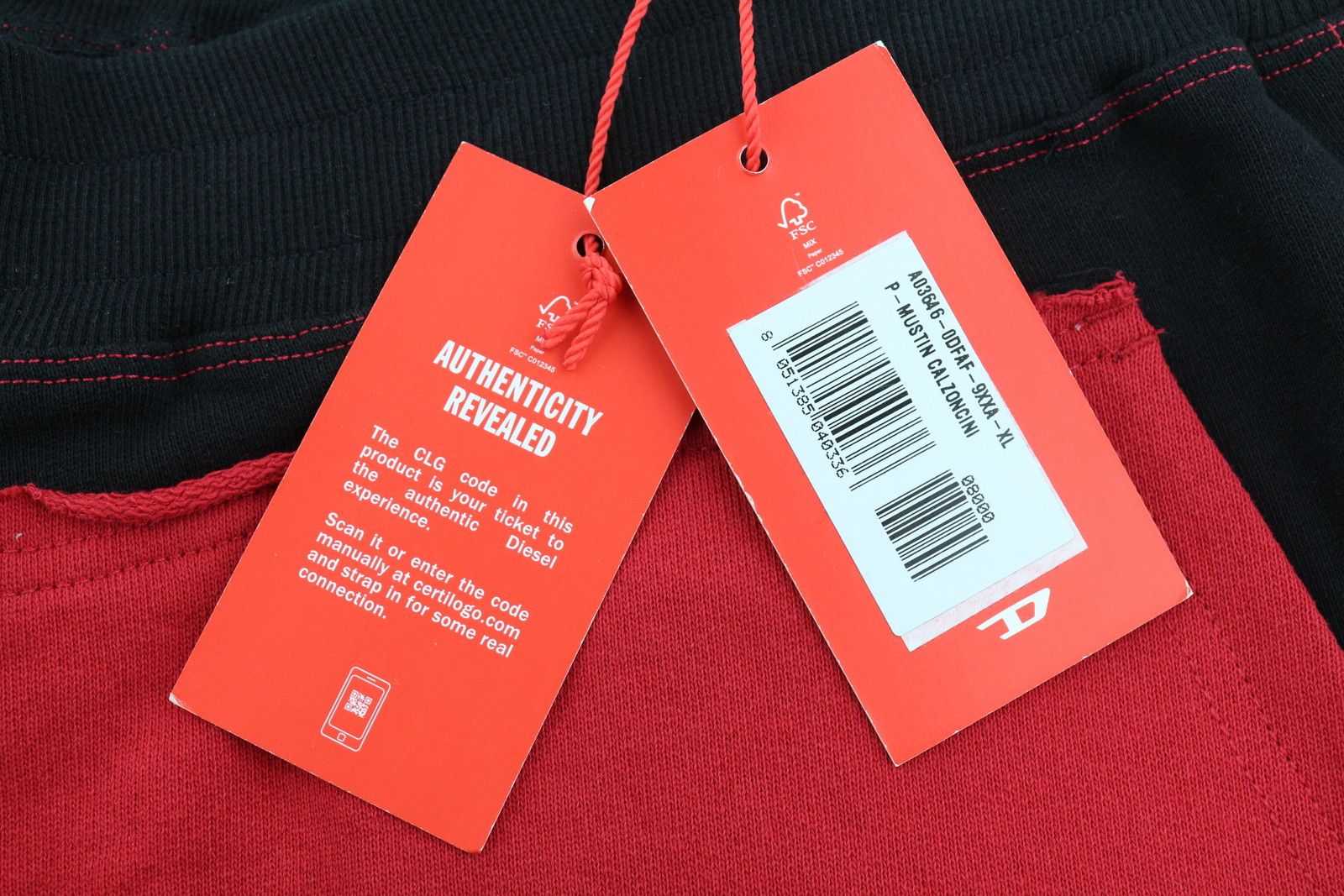 Diesel P-Mustin Men Shorts XL Red Printed Sweat Elastic 41329 Size US 34 / EU 50 - 7 Thumbnail