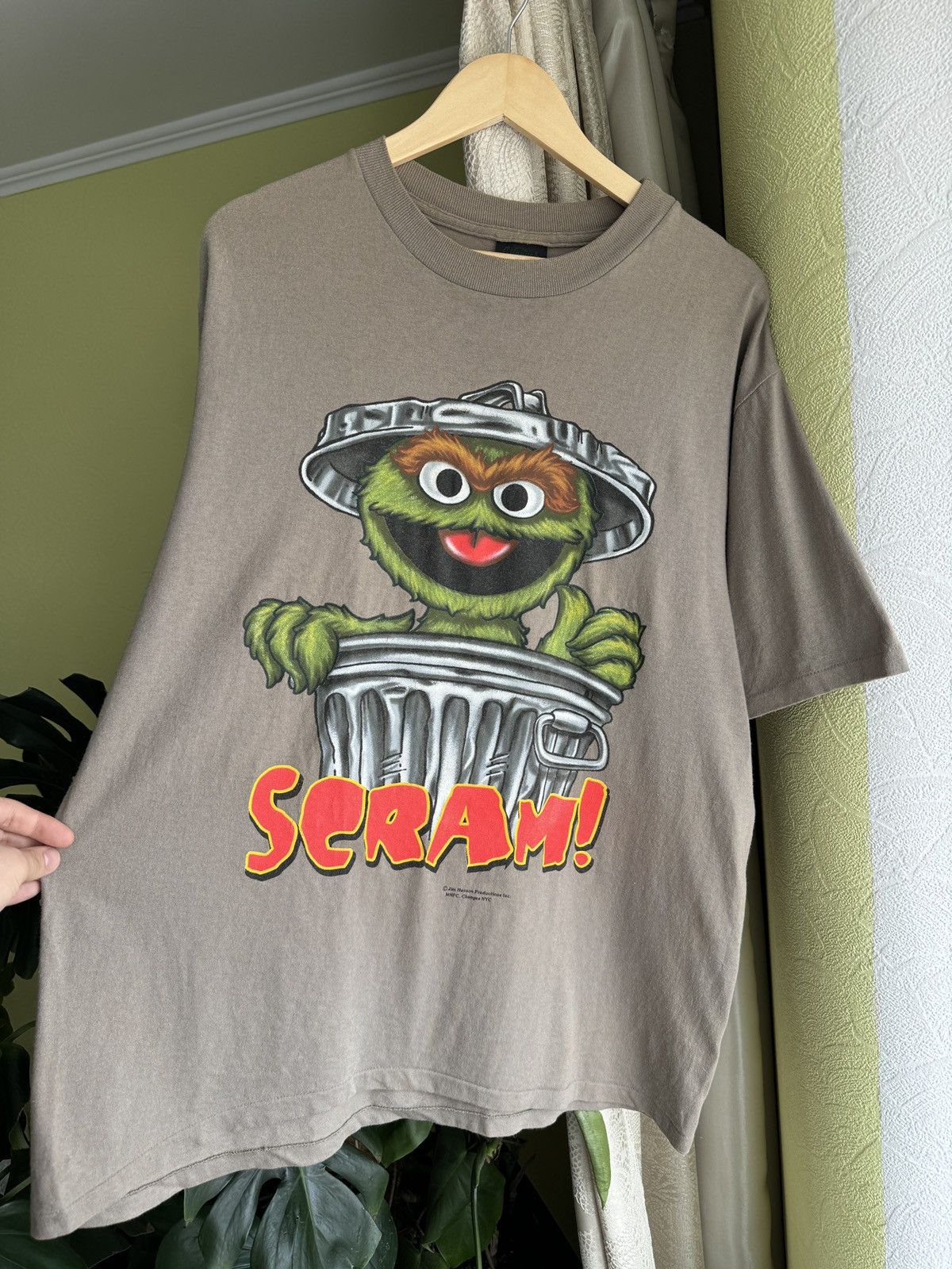 Changes Vintage 90s Sesame Street Scram Jim Hanson T-Shirt Khaki Size US L / EU 52-54 / 3 - 3 Thumbnail
