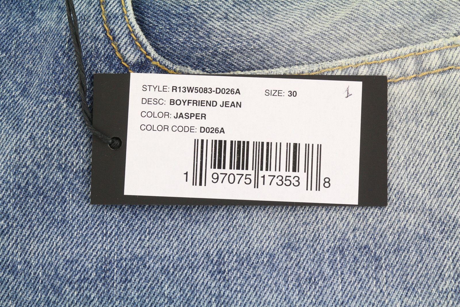 R13 BOYFRIEND 30 Jasper Straight Whiskers Faded Zip FW25 86648 Size 30" / US 8 / IT 44 - 7 Thumbnail