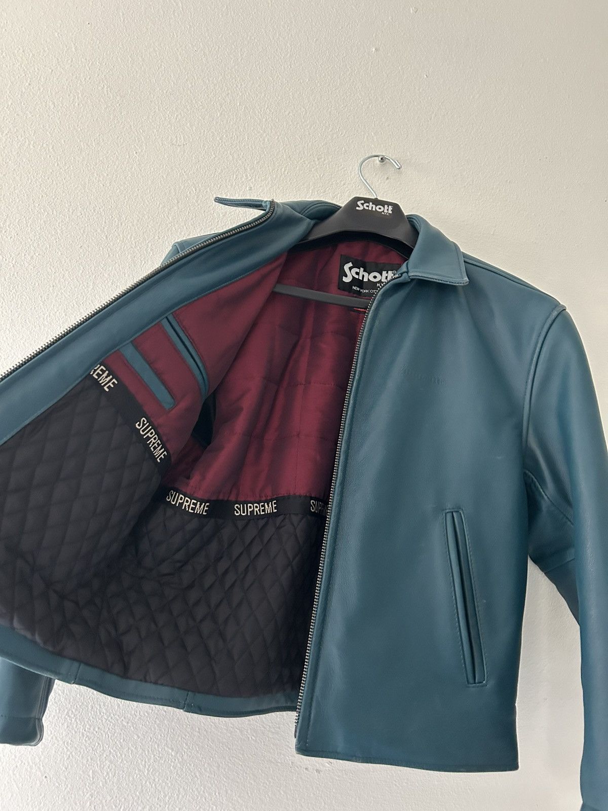 Schott × Supreme Supreme x Schott Cafe Racer Leather Jacket Size Small Size US S / EU 44-46 / 1 - 2 Thumbnail