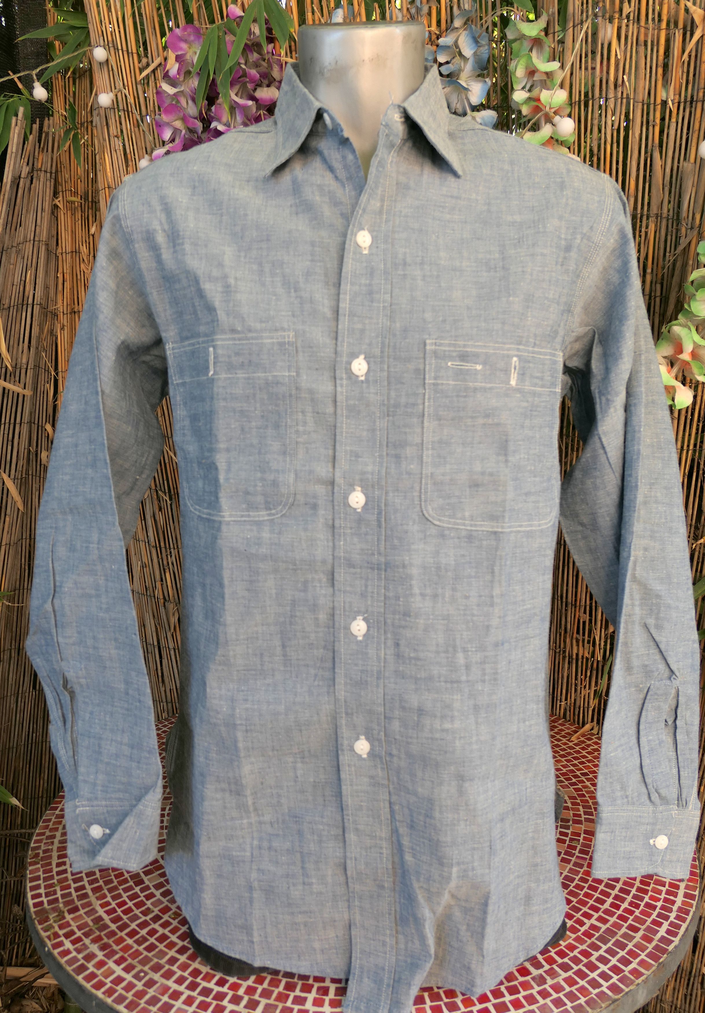 Vintage Vintage Penneys Big Mac Sanforized Chambray Work Shirt M Size US M / EU 48-50 / 2 - 1 Thumbnail