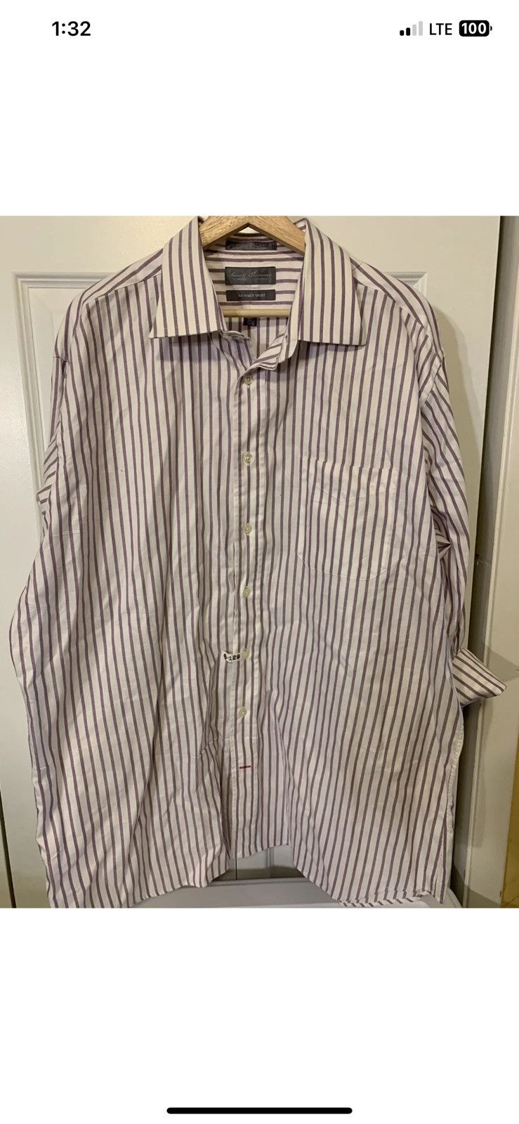 Daniel Cremieux Daniel Cremieux mens sz 17.5 XL button shirt purple striped Size US XL / EU 56 / 4 - 6 Thumbnail