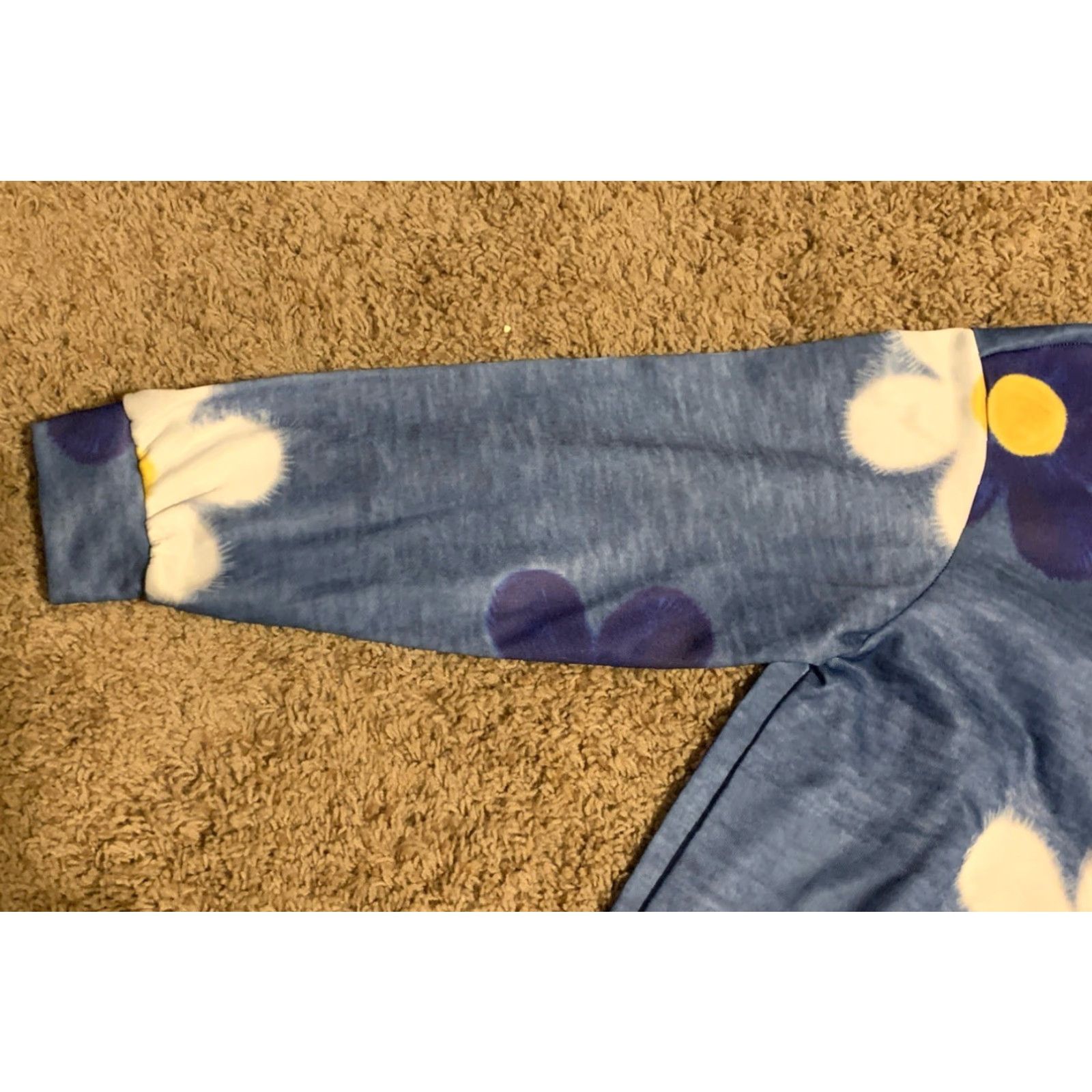 Vintage Daisy blue floral Pullover Sweatshirt - Mug Daisy Regular Length Long Sleeve Crew Neck Lightweight 100% Polyester Women M blue Size M / US 6-8 / IT 42-44 - 2 Thumbnail