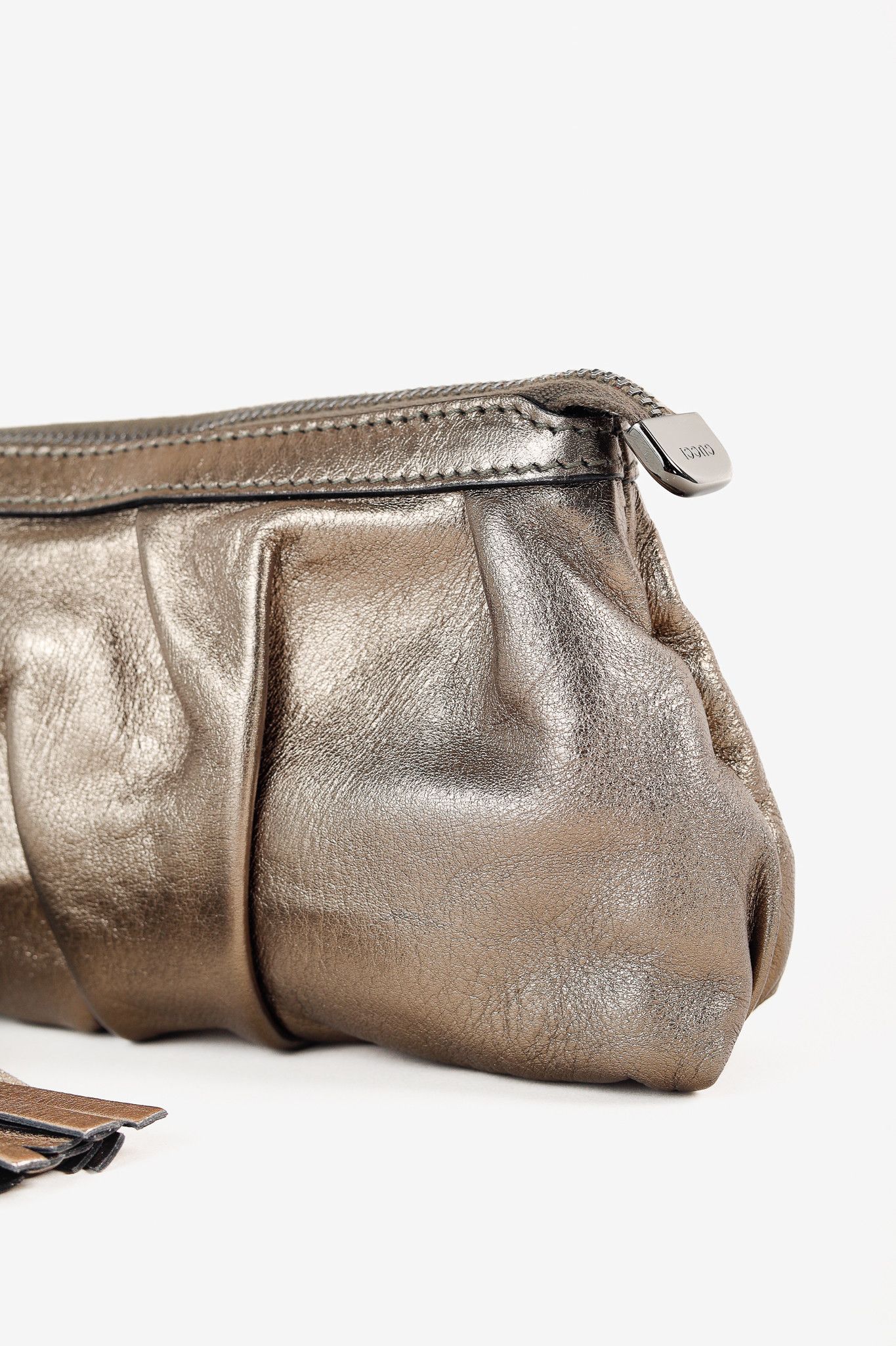 Gucci Gucci Bronze Metallic Bamboo Twin-Tassel Leather Clutch Size ONE SIZE - 6 Thumbnail
