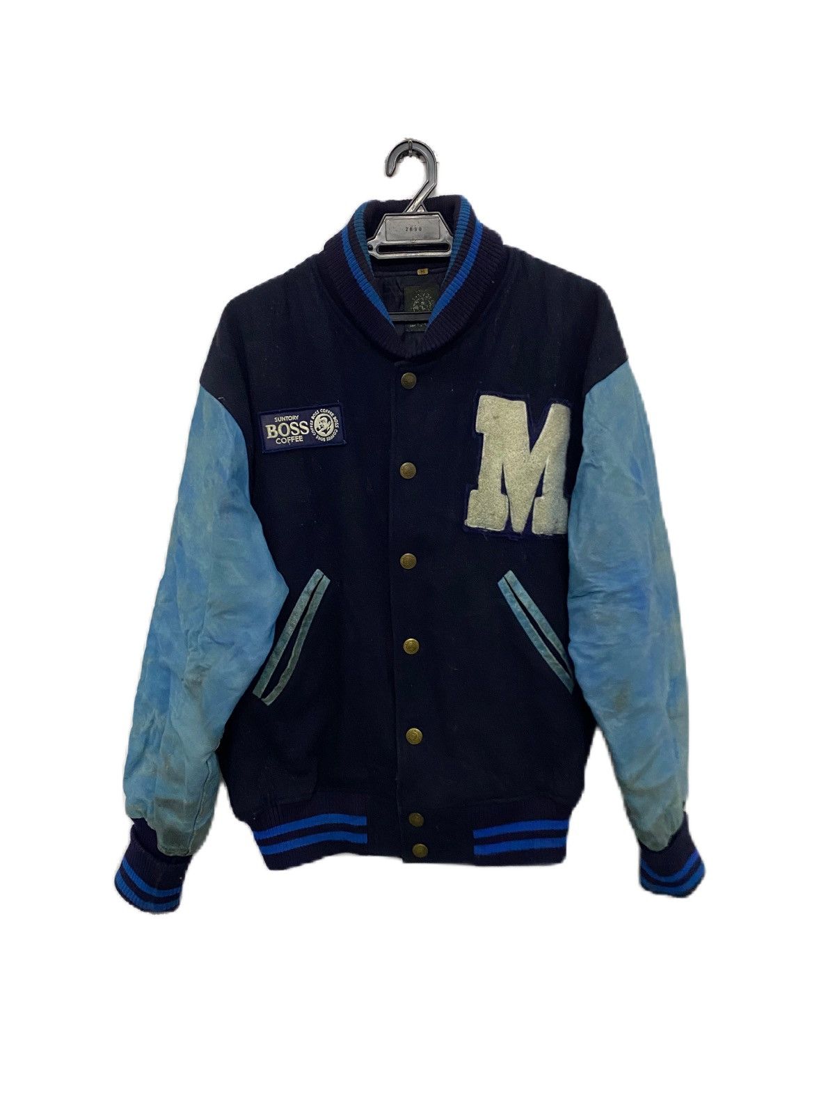 Buzz Rickson's × Jeff Hamilton × Vintage VINTAGE DISTRESS SUNTORY BOSS COFFEE VARSITY JACKET LEATHER Size US M / EU 48-50 / 2 - 2 Thumbnail