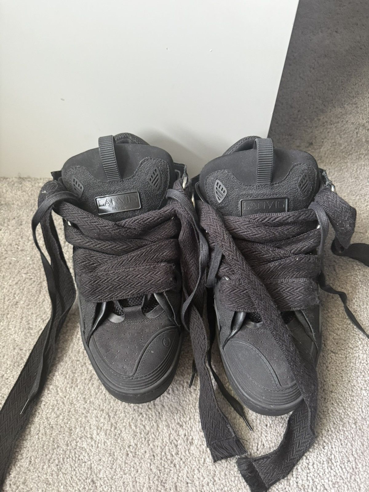 Lanvin Lanvin Black Curb Leather Sneakers Size US 11 / EU 44 - 1 Thumbnail