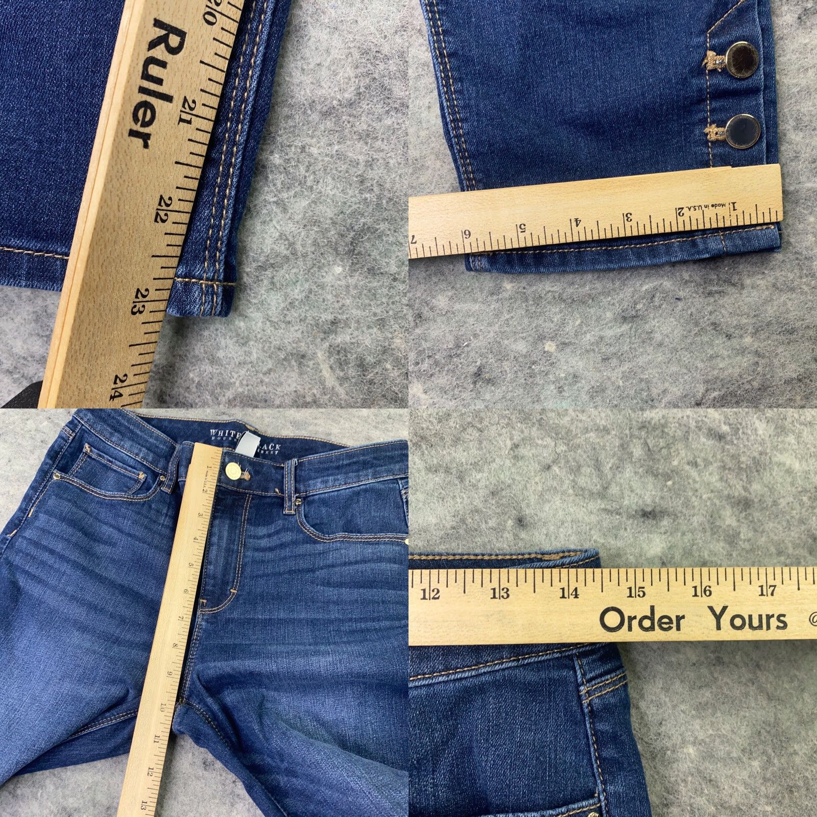 White House Black Market White House Black Market Jeans Womens Size 6 Blue Slim Cropped Mid Rise Stretch Denim Cotton Polyester Spandex Zip Button Inseam 23 High Rise Size 29" - 8 Thumbnail