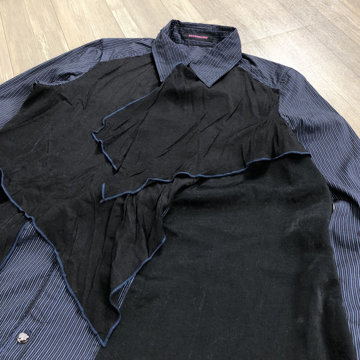 If Six Was Nine × Japanese Brand × Le Grande Bleu (L.G.B.) 2000s Algonquins Bondage Punk LGB GOA Striped Button Up Size US M / EU 48-50 / 2 - 7 Thumbnail