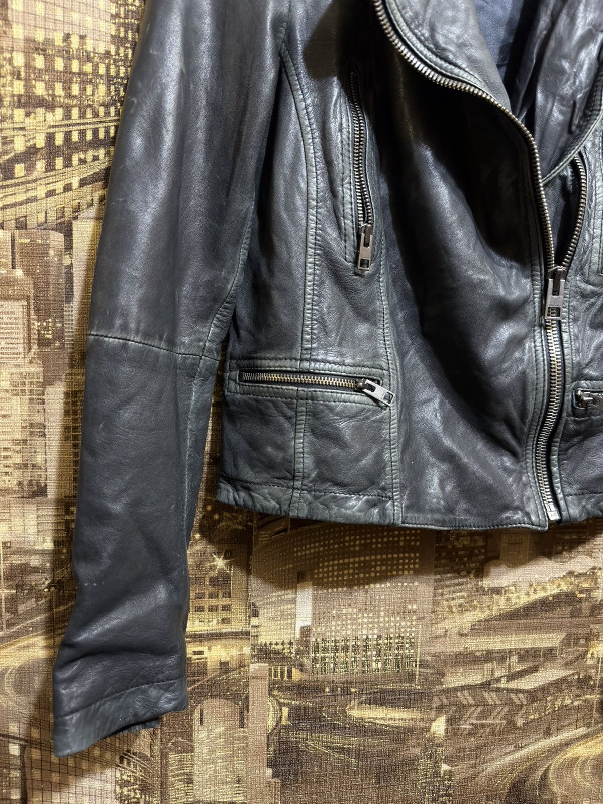 Allsaints ALL Saints Cargo Real Leather Biker Jacket UK10 US 6 EU 38 Size L / US 10 / IT 46 - 2 Thumbnail