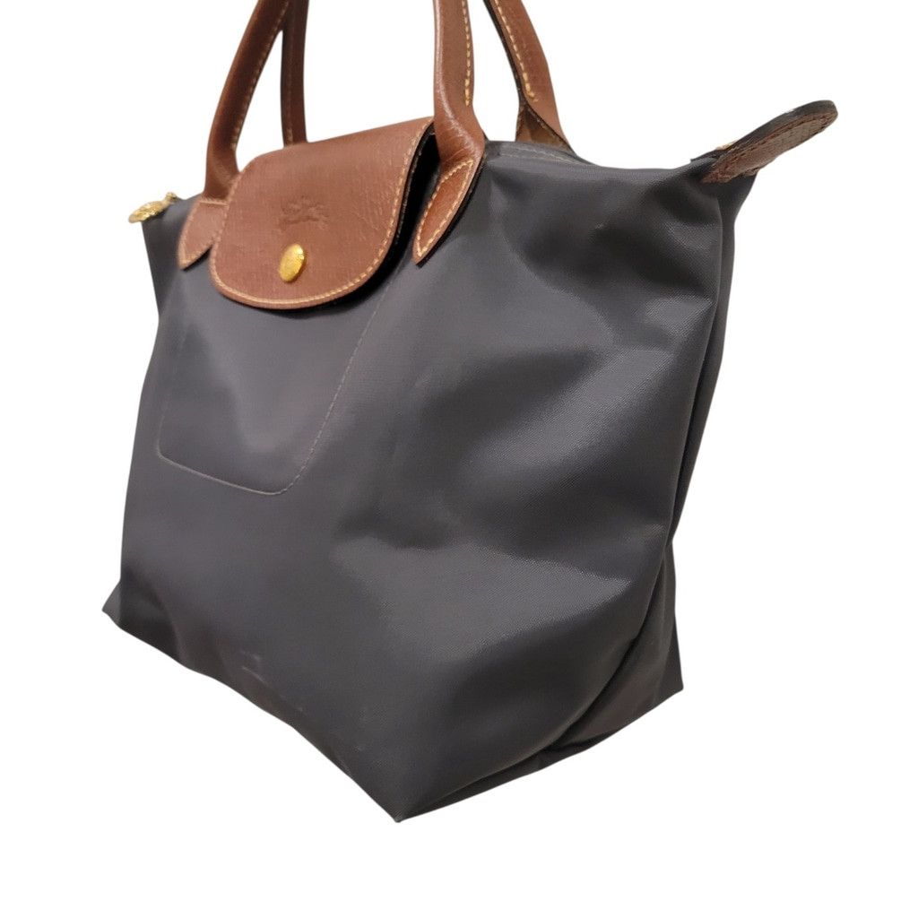 Longchamp LONGCHAMP Women's Gray Pliage Medium Leather Trim Double Top Size ONE SIZE - 5 Thumbnail