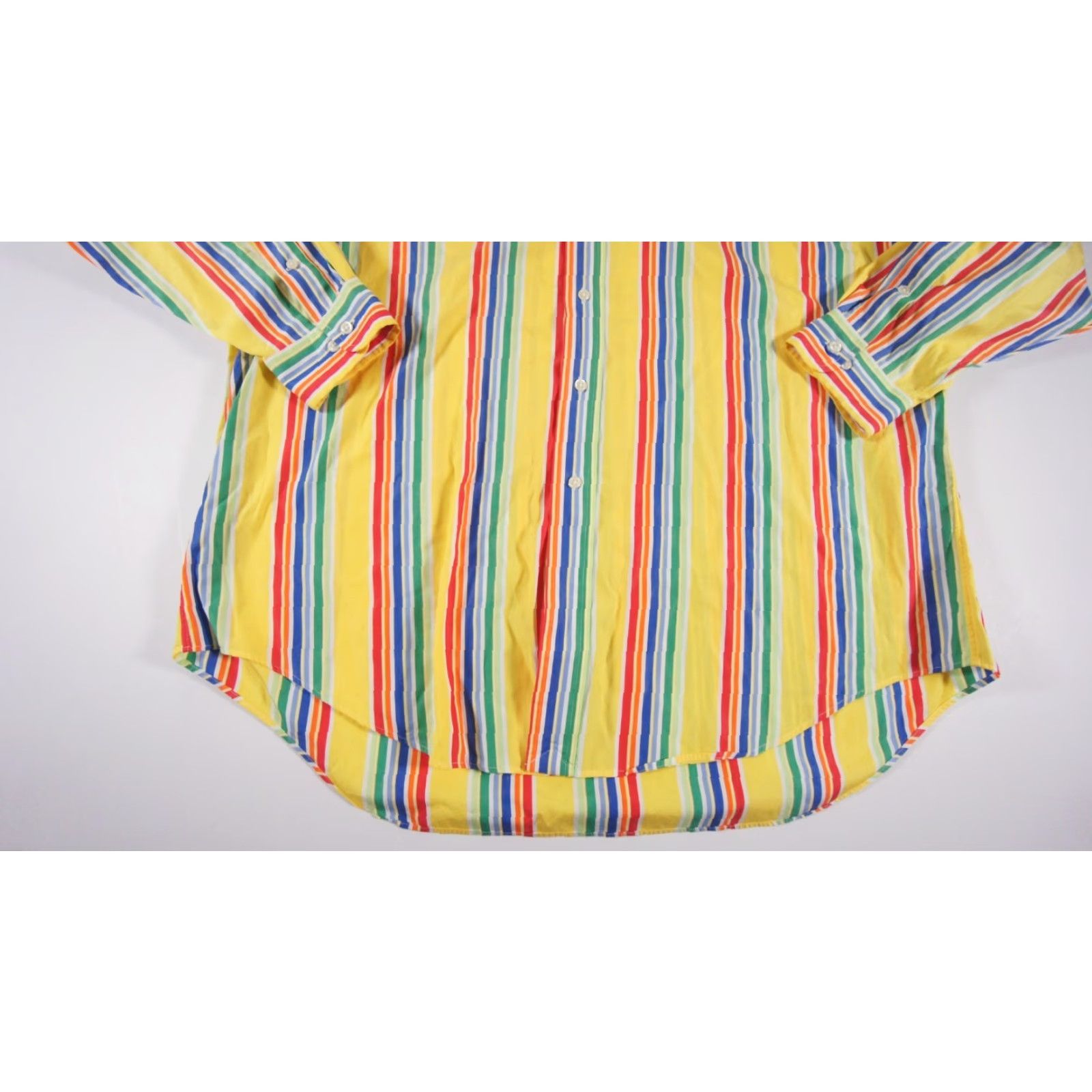 Ralph Lauren VINTAGE Ralph Lauren Men's Button-Down Shirt XL Yellow Striped Classic Fit Preppy All Seasons Size US XL / EU 56 / 4 - 4 Thumbnail
