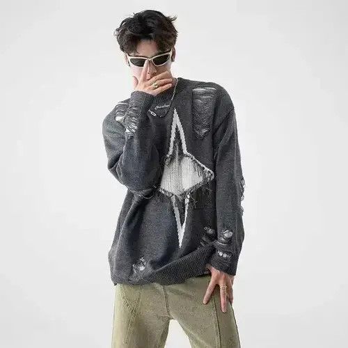 Other Vintage Star Fringe Hole-breaking Pullover Size US S / EU 44-46 / 1 - 1 Thumbnail