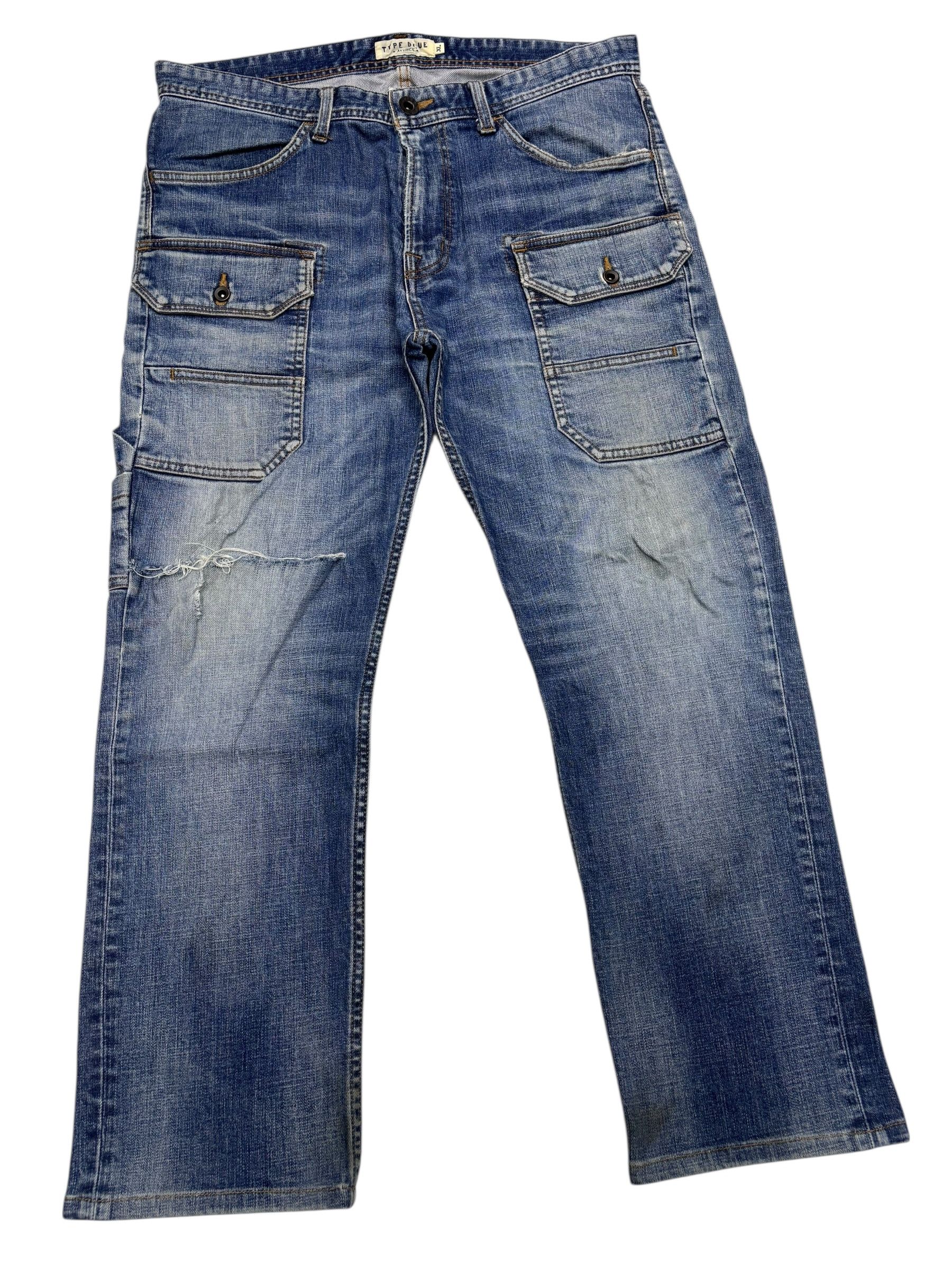 Avirex 🔥AVIREX TYPE BLUE WORKWEAR DISTRESSED DENIM JEANS Size US 35 - 3 Thumbnail