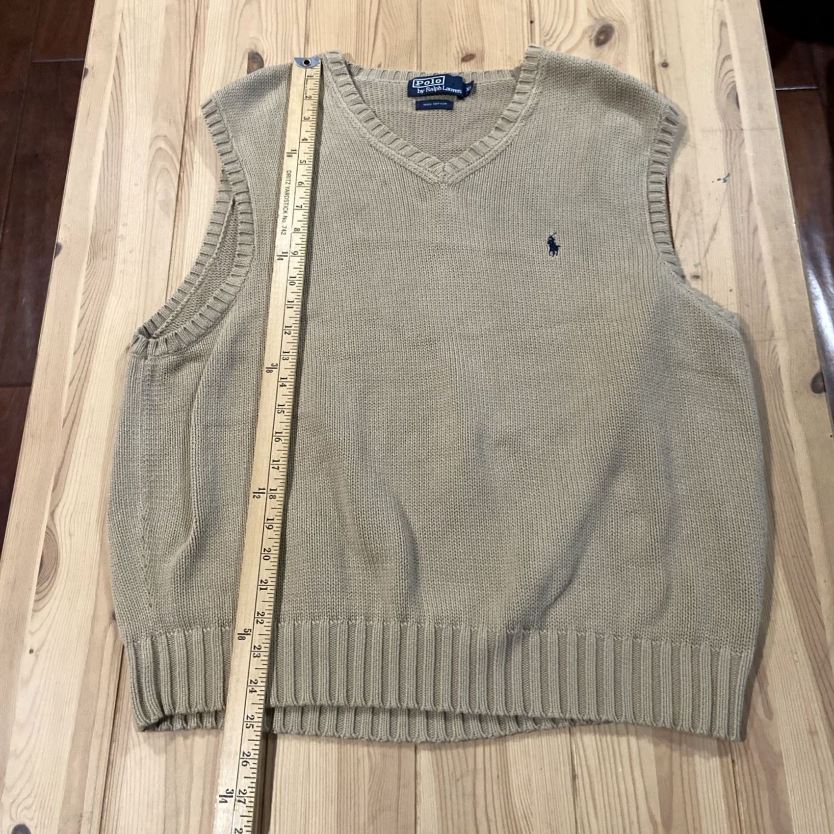 Ralph Lauren VINTAGE Ralph Lauren Polo 90s Tan Brown Cotton V-Neck Knit Sweater Vest XL Men Size US XL / EU 56 / 4 - 5 Thumbnail
