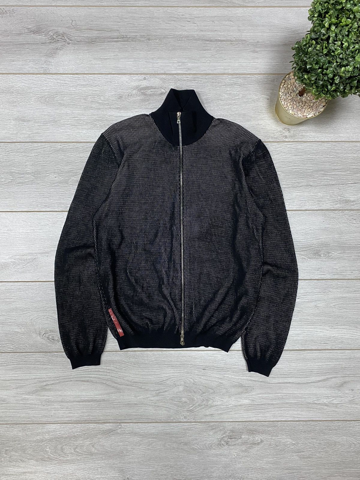 Prada Prada red tab RARE mesh vintage zip bomber sweater Size US L / EU 52-54 / 3 - 4 Thumbnail