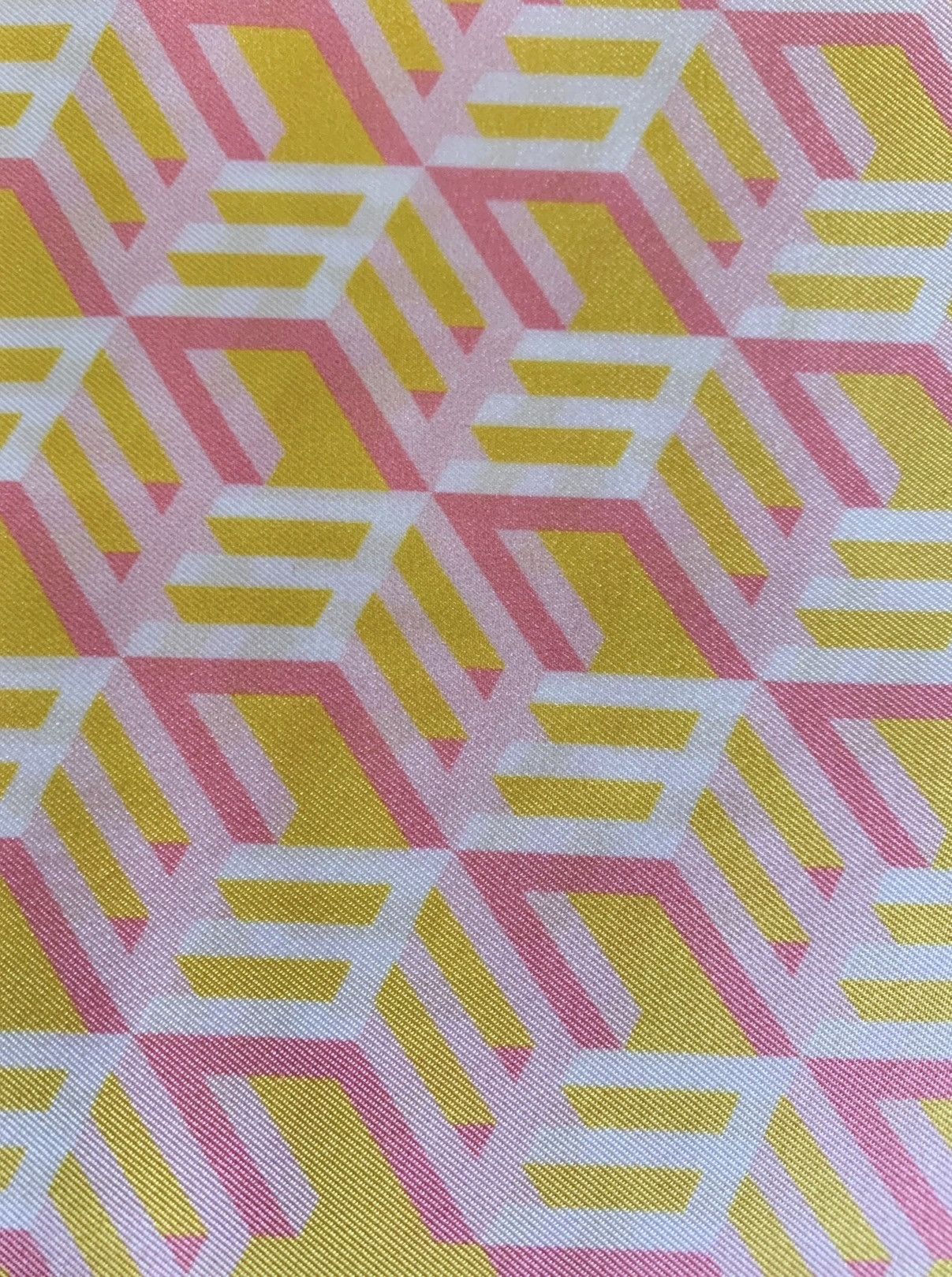 MCM Auth MCM 100% Silk Geometric Cube Scarf - Yellow & Pink BNWT Size ONE SIZE - 2 Thumbnail