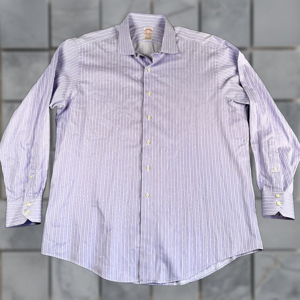 Brooks Brothers Brooks Brothers Madison Dress Shirt Mens 17.5 Striped Button Up Oxford Shirt Size 46R - 1 Thumbnail