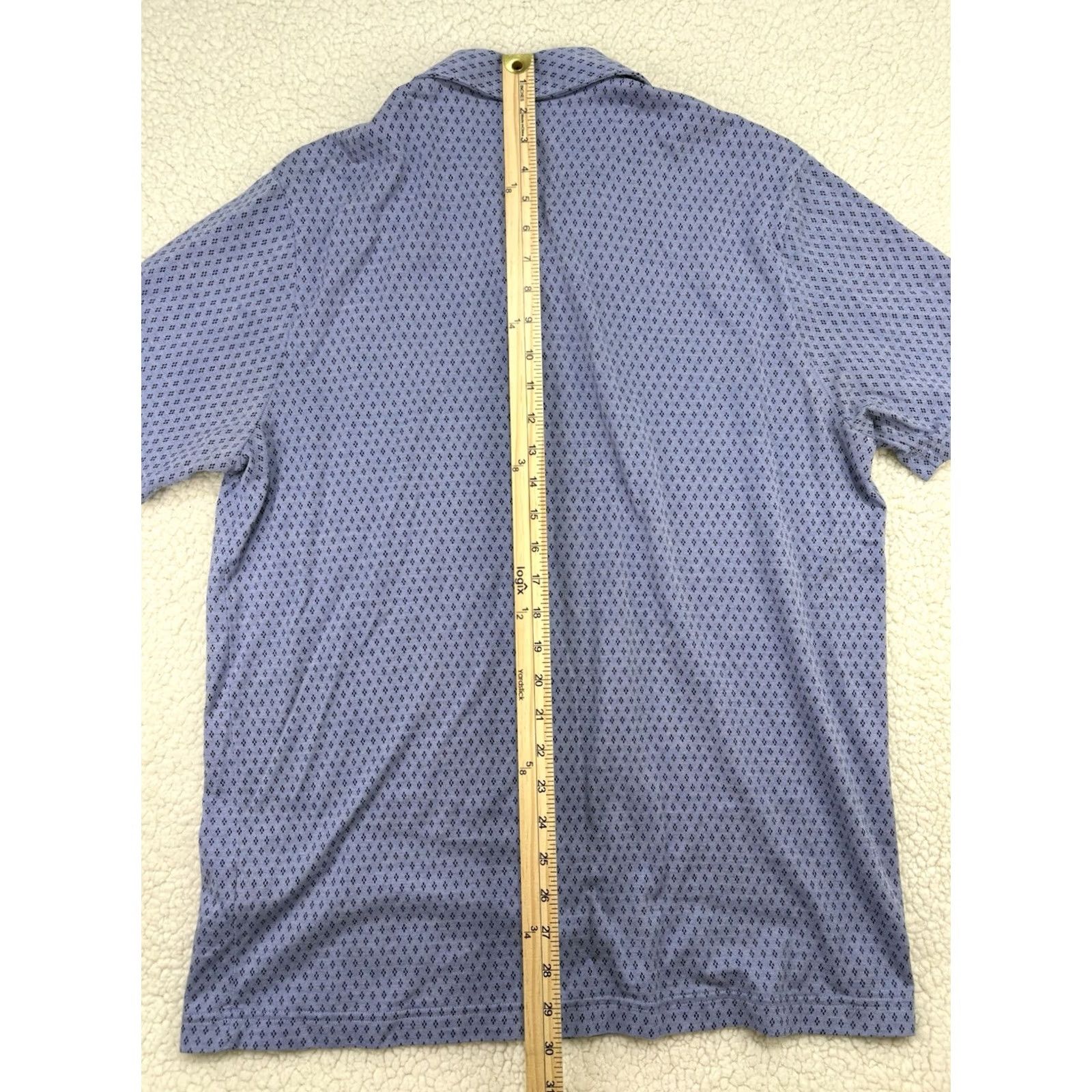 Hart Schaffner Marx Hart Schaffner Marx Polo Shirt Mens Large Blue Geometric Print 100% Cotton Golf Casual Size US L / EU 52-54 / 3 - 6 Thumbnail